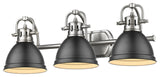 Duncan 3 Light Bath Vanity, Pewter With A Matte Black Shade