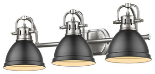 Duncan 3 Light Bath Vanity, Pewter With A Matte Black Shade