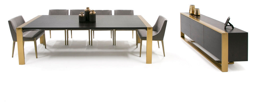 Fauna Modern Wenge and Brass Dining Table