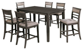 Furniture of America Alyssum Wood 7 Piece Counter Height Set in Weathered Gray