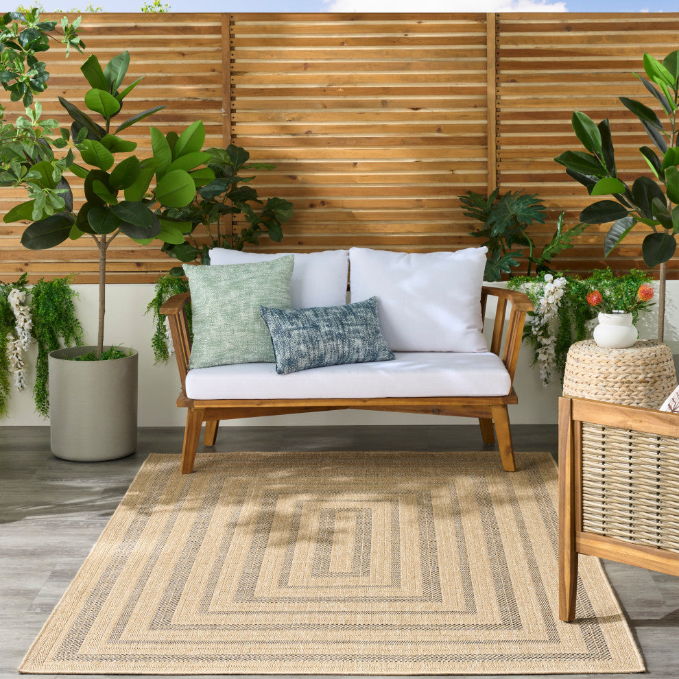 Nourison Tulum 4' x 6' Taupe Grey Outdoor Rug