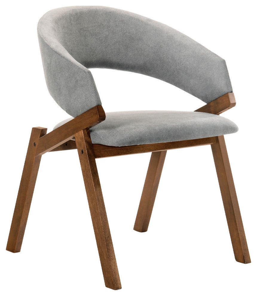 Arcadia and Talulah Round and Wood 5-Piece Dining Set, Gray and Walnut, 42"