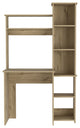 TATEUS 6-Shelf Home Office Writing Desk with Built-in Bookcase, Light Oak