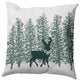 Christmas Green Reindeer Through the Woods Polyester Throw Pillow, 20" x 20"