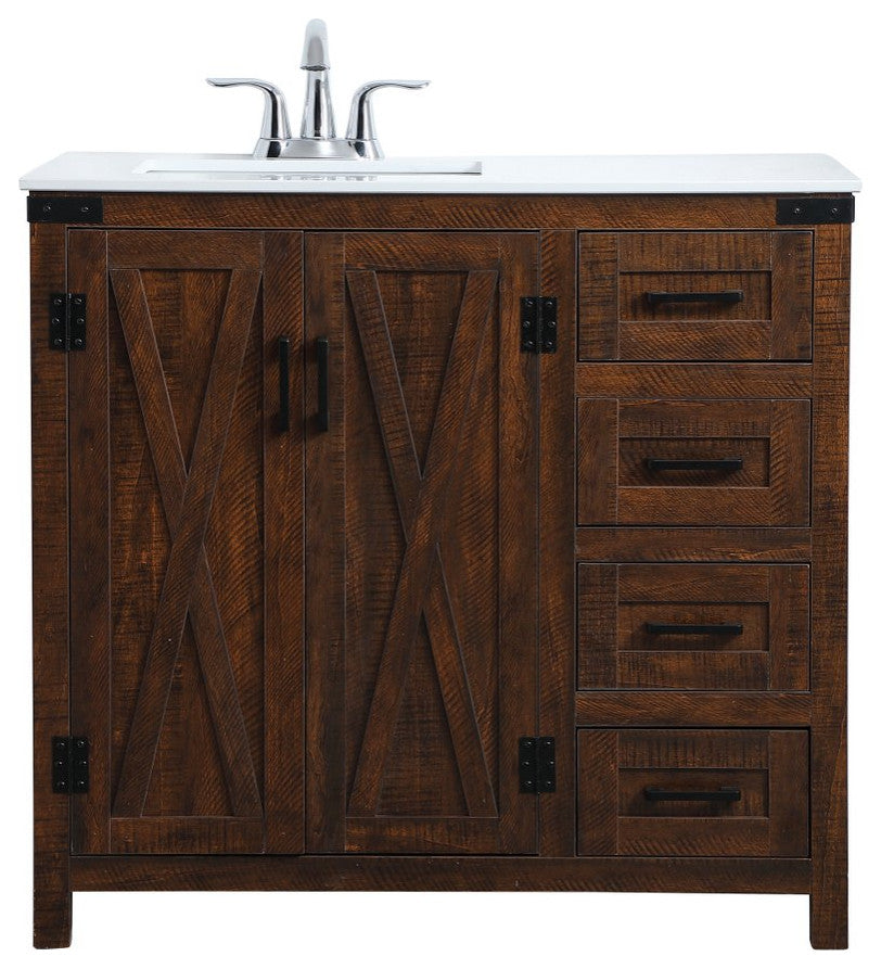 Home Living 19" Modern Espresso-Light Bathroom Vanity, Espresso