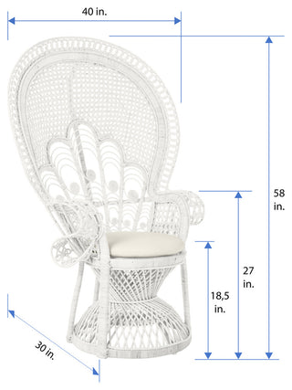Lady Peacock Rattan Chair, White
