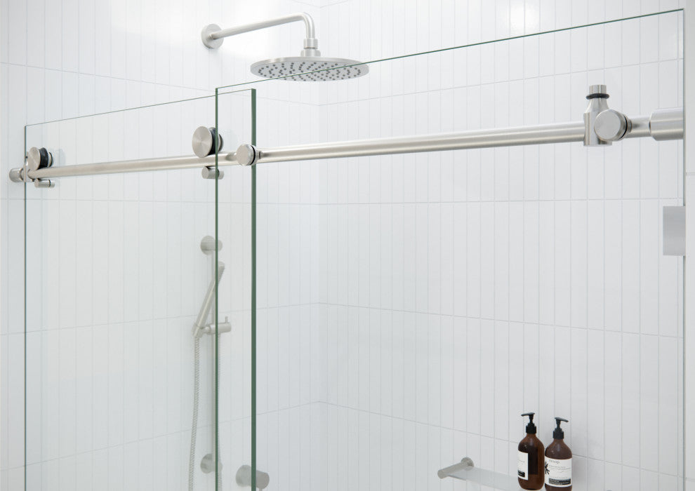 56-60"x78" Frameless Sliding Shower Door, Brushed Nickel