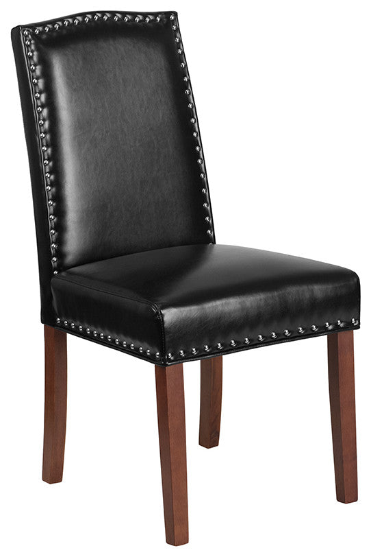 Black Leather Parsons Chair