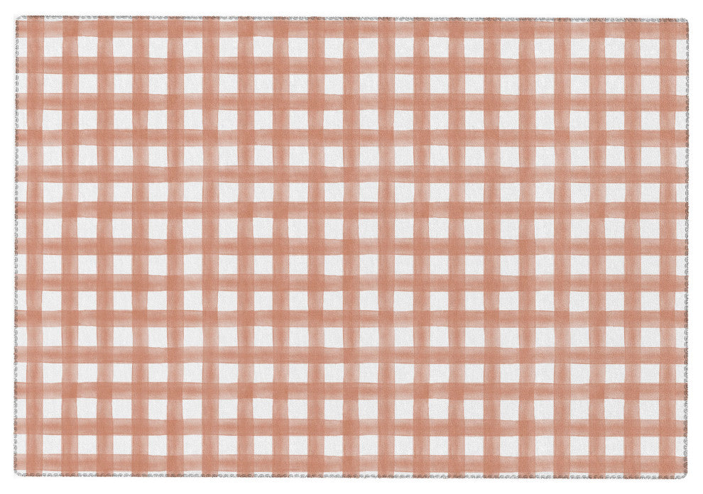Little Arrow Design Co watercolor plaid terracotta Area Rug