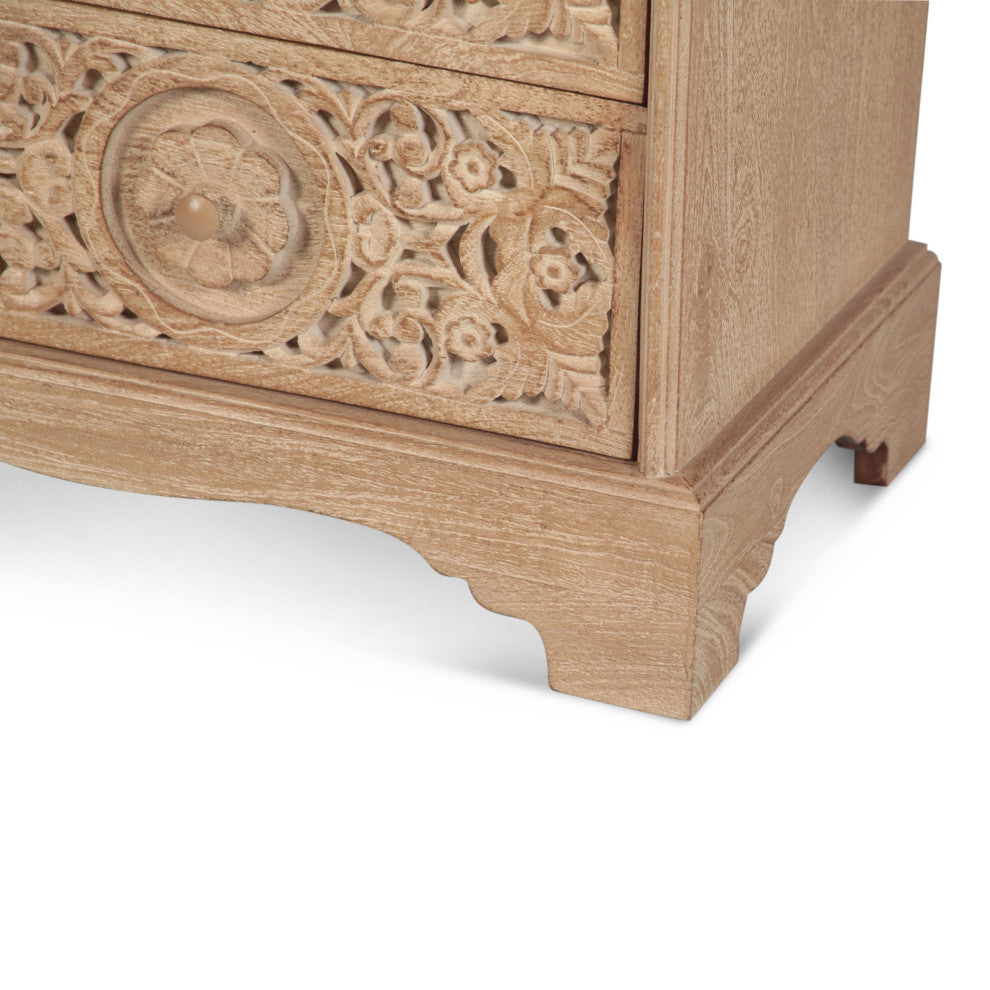 Haveli 50-Inch Mango Wood Dresser in Natural Whitewash Finish