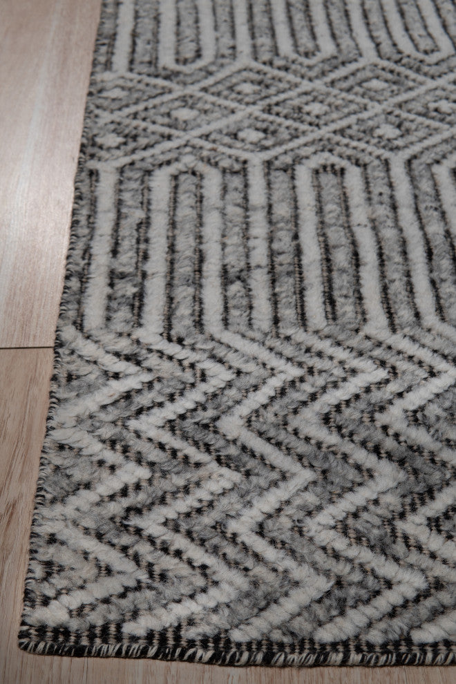 Ivory Contemporary Geometric Transitional High-Low Area Rug