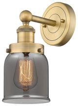 Small Bell 1-Light 7" Sconce, Brushed Brass Finish, Plated Smoke Shade