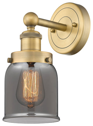 Small Bell 1-Light 7" Sconce, Brushed Brass Finish, Plated Smoke Shade