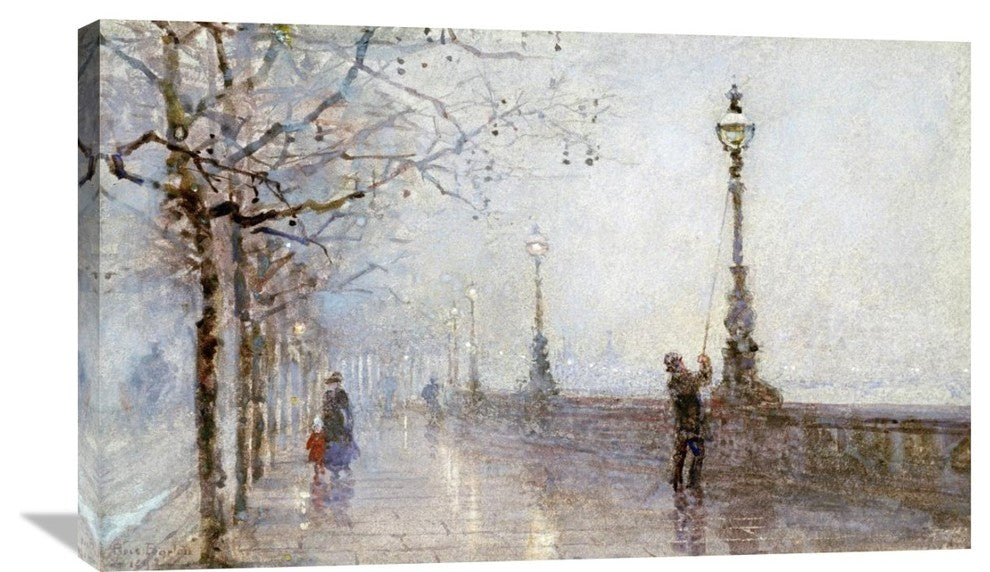 "The Last Lamp, Thames Embankment" Artwork, 36" x 22"