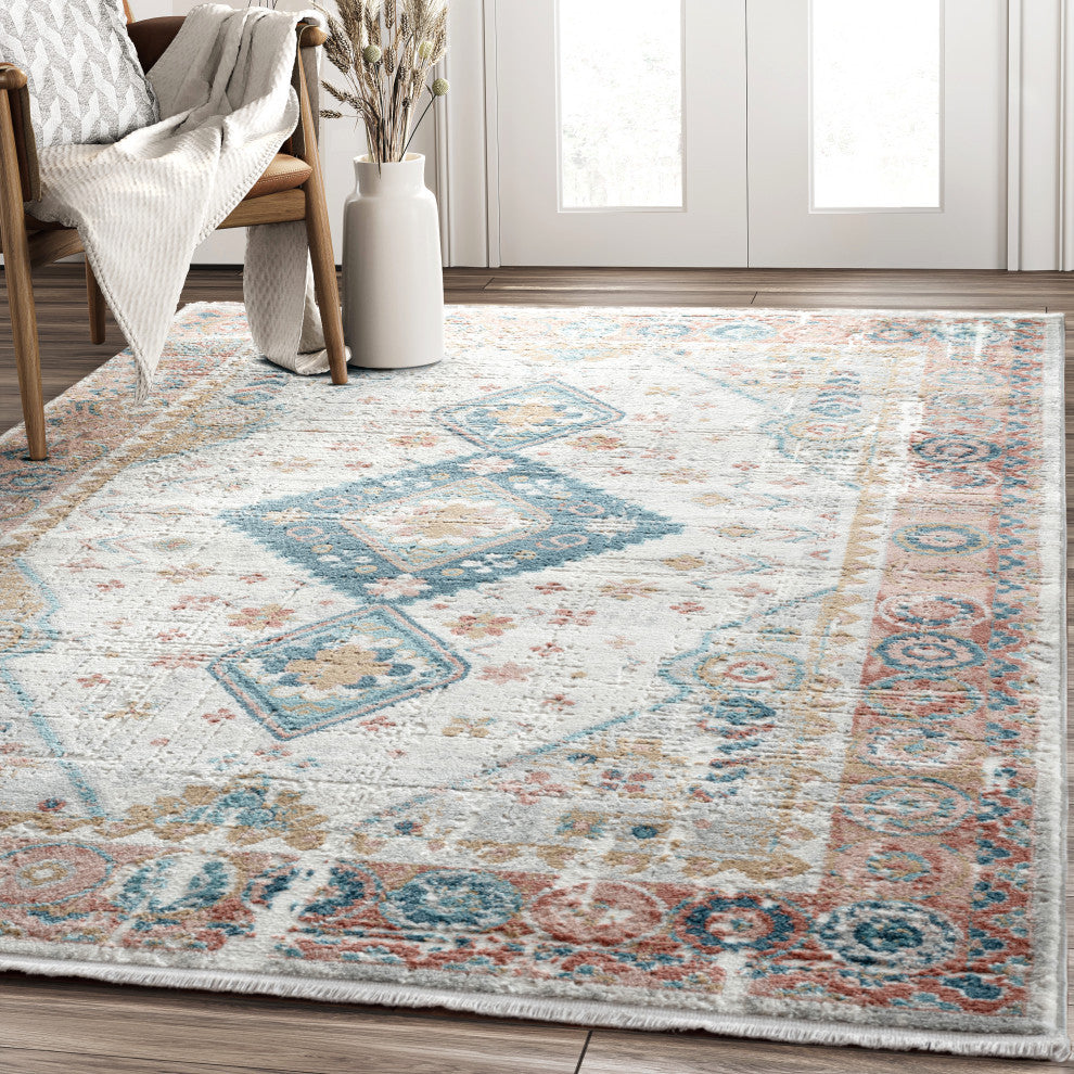 Abani Rugs Azure AZR170A Vintage Orange Ivory Diamond Area Rug