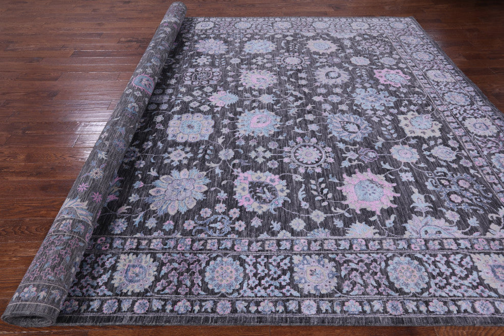 9' 11" X 14' 0" Wool and Silk Persian Hand Knotted Rug Q9009