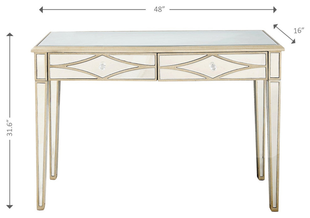 Champagne Finish Console Mirror Table