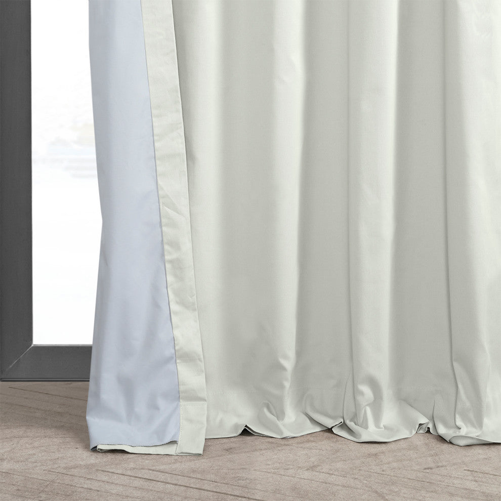 Solid Cotton Blackout Curtain Single Panel, Warm Off-White, 50"x96"