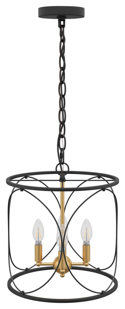 Farmhouse Metal Cylinder Frame 3-Light Pendant Lighting Fixture