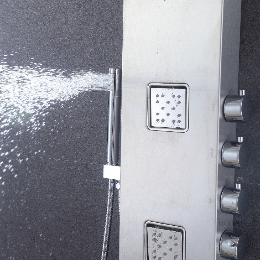 Luxier 59" Shower Panel System With Rainfall Waterfall Shower Head Hand Shower