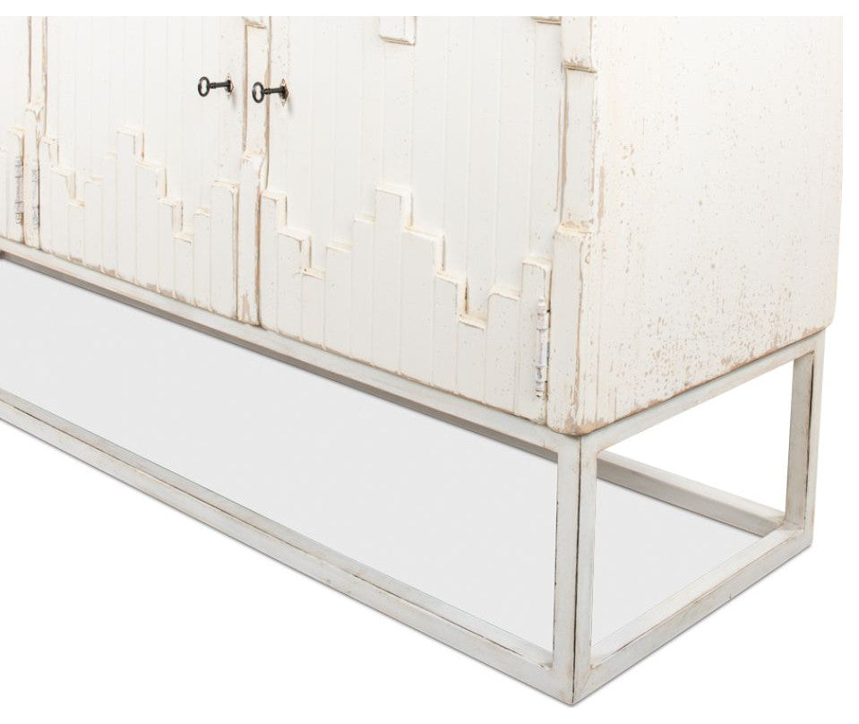 Aztec White Sideboard Black Buffet for Dining Room