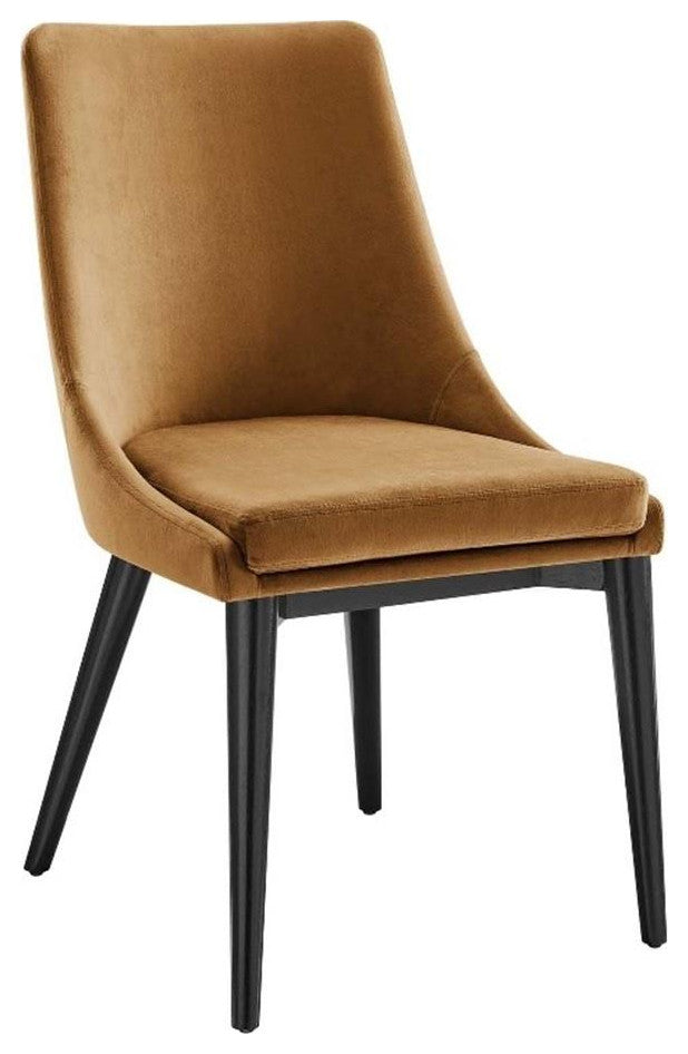 Viscount Performance Velvet Dining Chair, Cognac