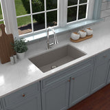 Karran QU-812 Undermount 32.5" Single Bowl Quartz Kitchen Sink, Concrete