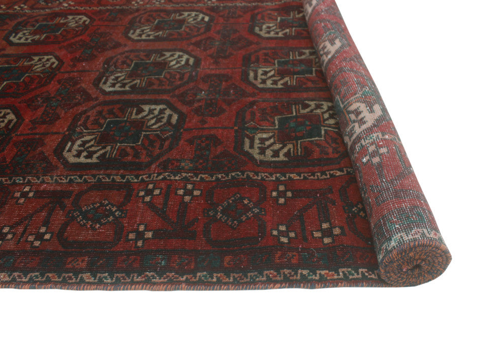 Vintage Distressed Adalia Red/Burgundy Rug, 3'6x6'10