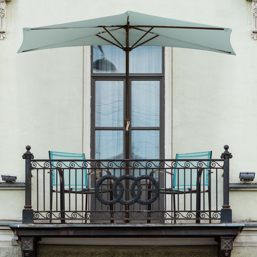 Pure Garden 9' Half Round Patio Umbrella, Dusty Green