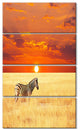Scenic African View with Zebra, Landscape Canvas Art, 28"x48", 4 Panels
