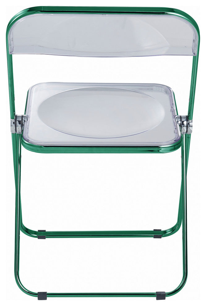 Lawrence Acrylic Folding Chair With Metal Frame, Green