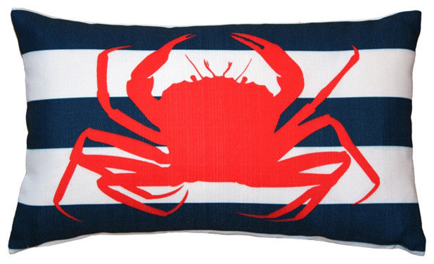 Pillow Decor, Red Crab Nautical Throw Pillow 12x20