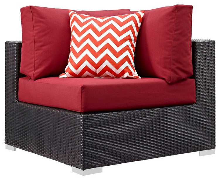 Espresso Red Convene 7-Piece Outdoor Patio Sectional Set