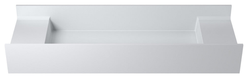 47" Polystone Rectangular Wall Mounted Sink Only, Glossy White, No Faucet