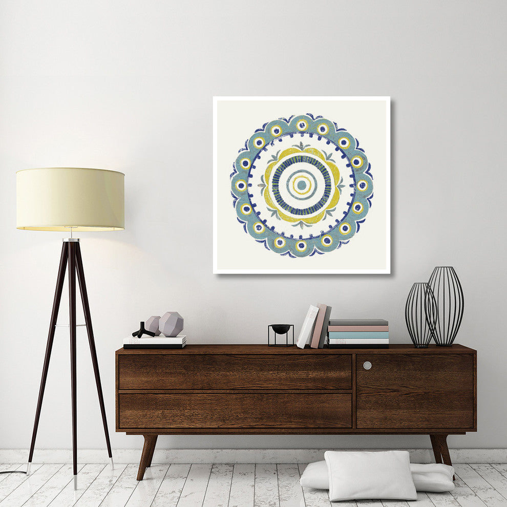 "Lakai Circle II Blue and Yellow" Paper Print by Kathrine Lovell, 42"x42"