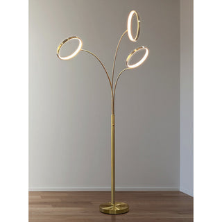 Angels 80"H Three Ring Dimmable LED Lights Arched Floor Lamp, Brushed Brass