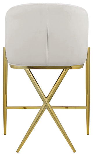 Xavier Velvet Upholstered Counter Height Stool, Cream, Gold Finish