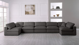 Plush Velvet / Down Standard Comfort 7-Piece U-Shaped Modular Sectional, Grey