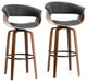 Bentwood Swivel Bar Chair, PU Leather, Set of 2, Dark Blue