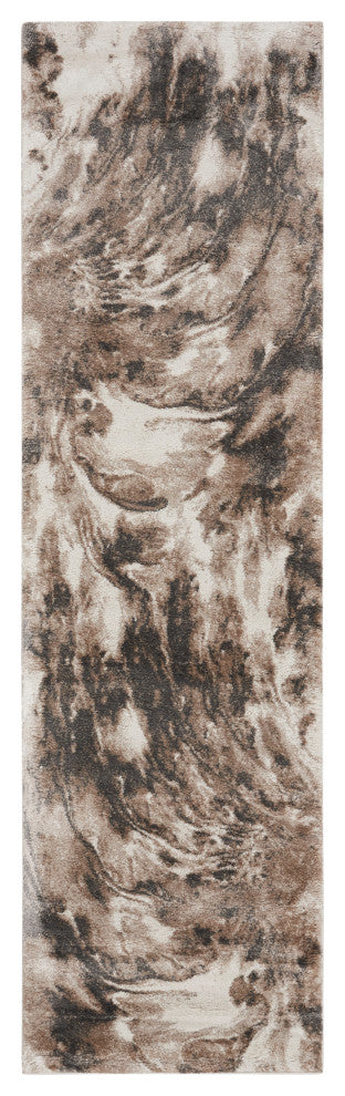 Nourison American Manor 2'2" x 7'6" Iv/Mocha Abstract Indoor Rug