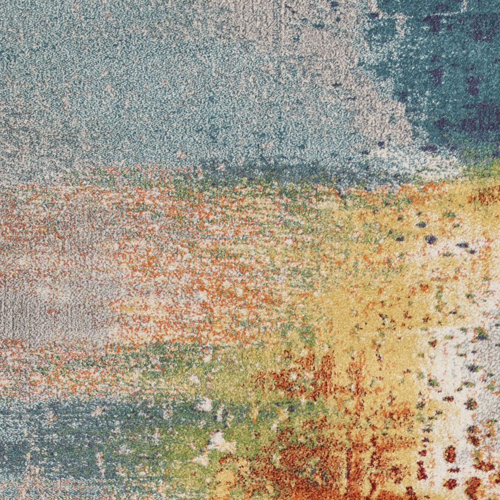 HomeRoots 5'x8' Rust Orange Teal Machine Woven Watercolor Indoor Area Rug
