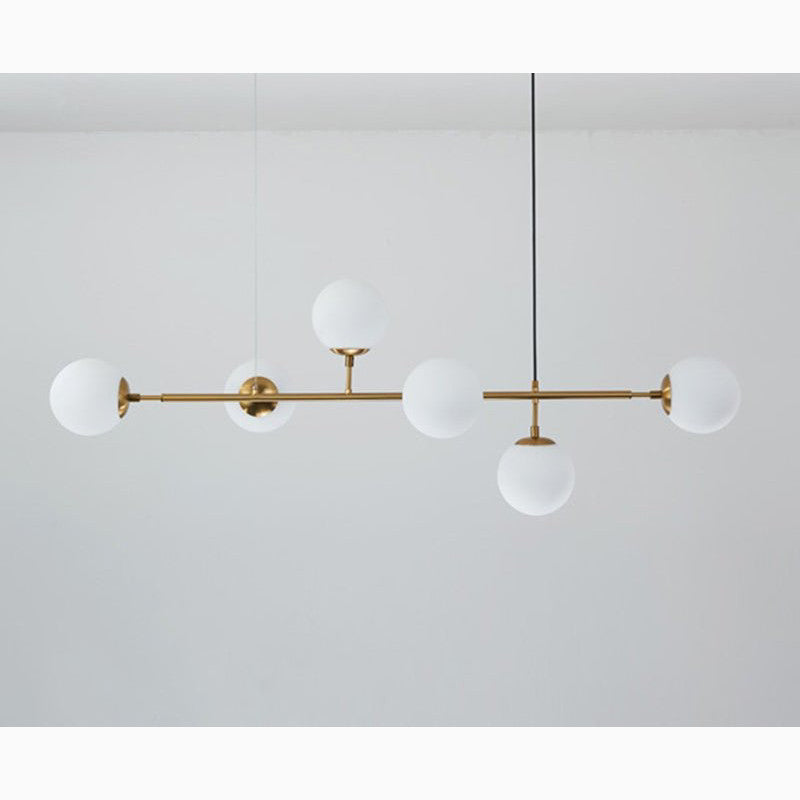Ilbono | Nordic LED Pendant Light in the Shape of Glass Ball for Dining Room, Gold, Clear Glass, Cool Light