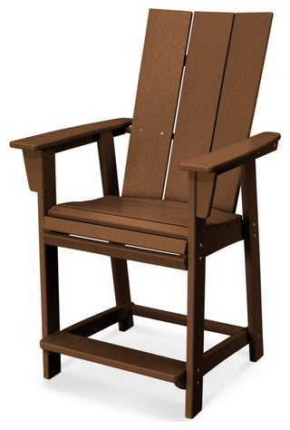 POLYWOOD Modern Adirondack Counter Chair, Teak