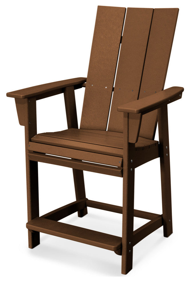 POLYWOOD Modern Adirondack Counter Chair, Teak