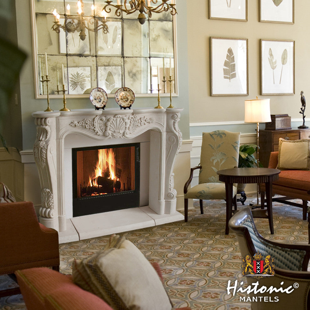 Chateau Series Louis Cast Stone Fireplace Mantel