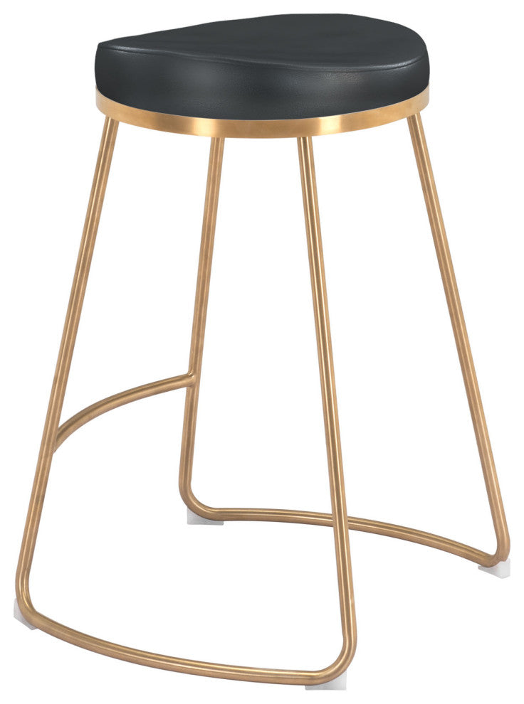 Bree Counter Stool, Set of 2 Black/Gold