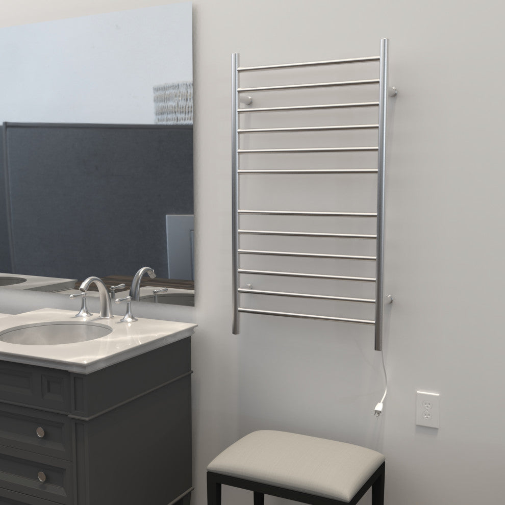 Amba Radiant Large Hardwired Straight Heated Towel Rack, Brushed