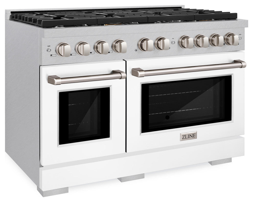 ZLINE 48" Gas Range, DuraSnow Steel With White Matte SGRS-WM-48