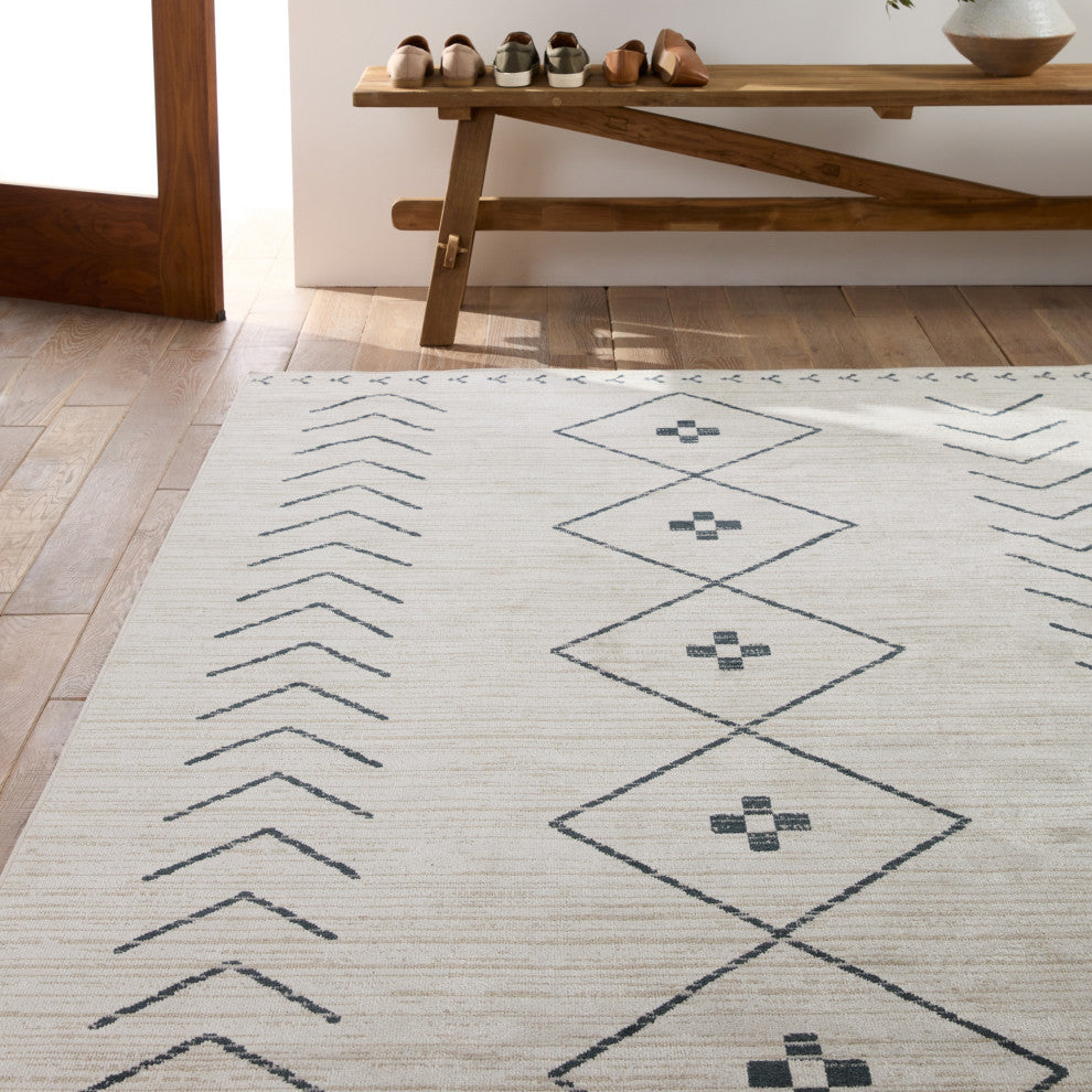 Machine Washable Vibe by Jaipur Living Taos Tribal Cream/ Dark Slate Area Rug, 2