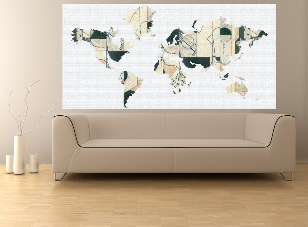 Studio Map Mural, Gris Guitar, Peel and Stick, 8 Panels, 142"x69"